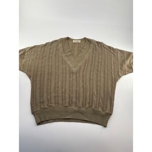 Vintage Edward Chapman Short Sleeve Knit Sweater V-Neck Olive Green Germany M